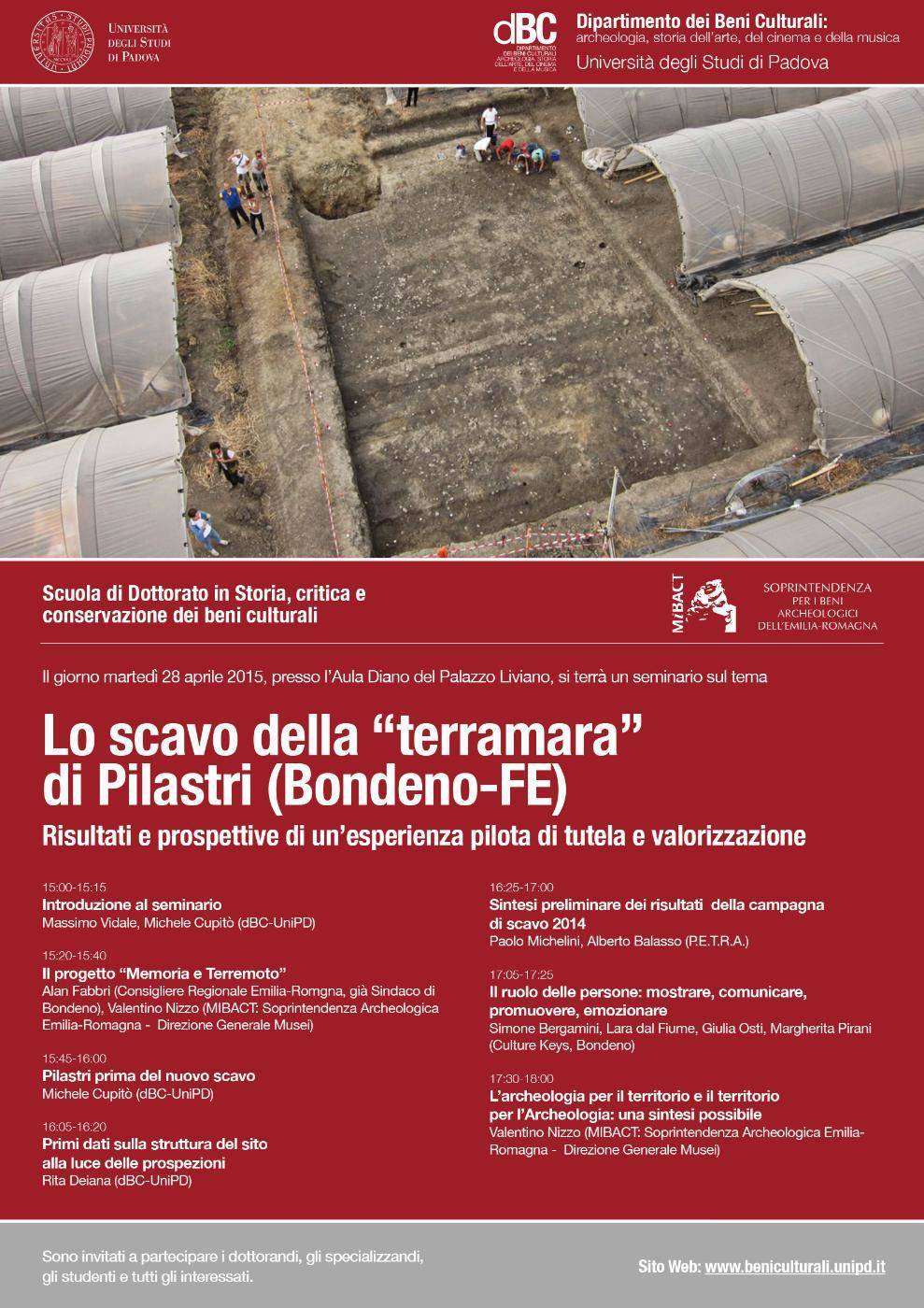  28 Aprile presentazione dello scavo della Terramara di Pilastri